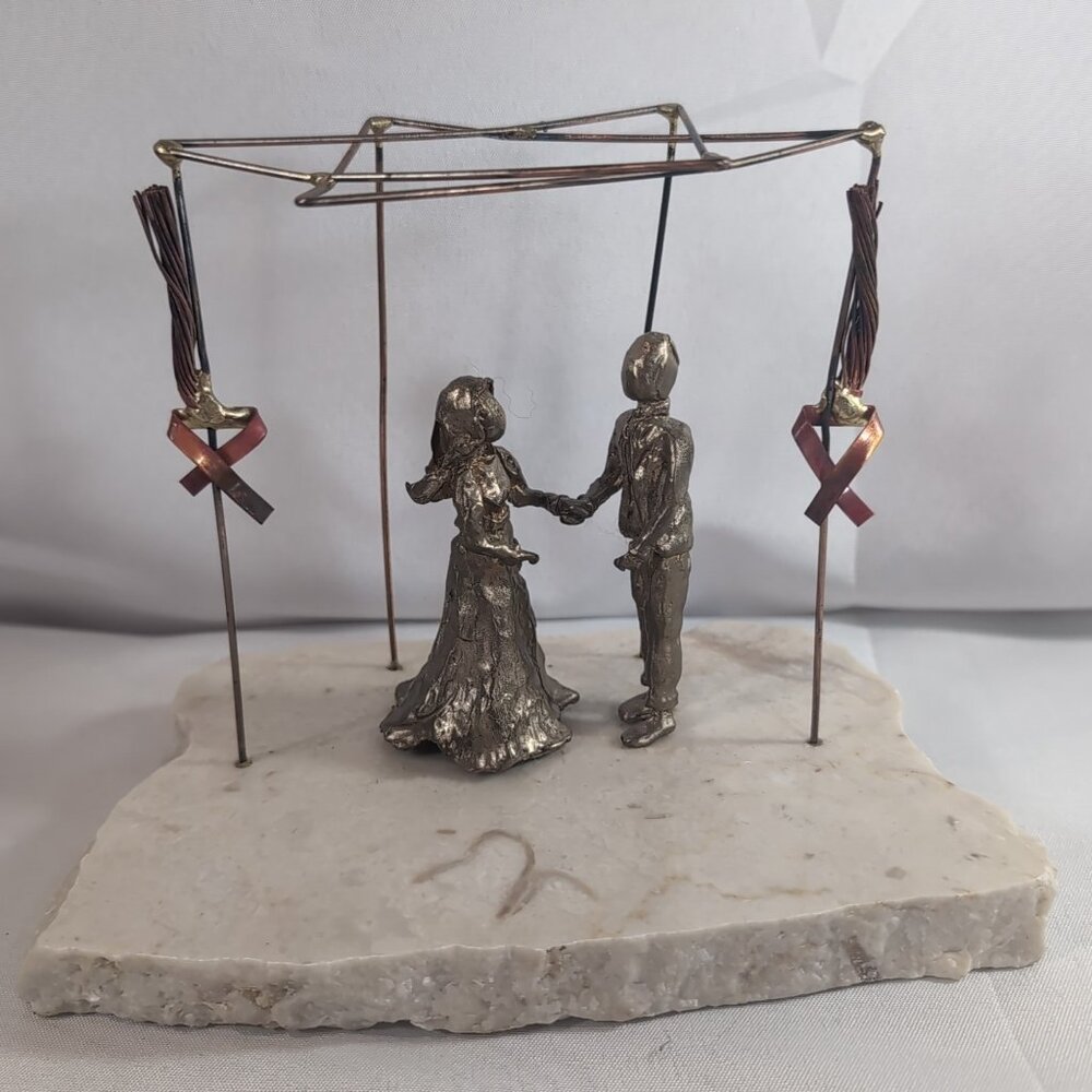 Gary Rosenthal Under The Chuppah Jewish Wedding Sculpture Stone Metal SIGNED 03
